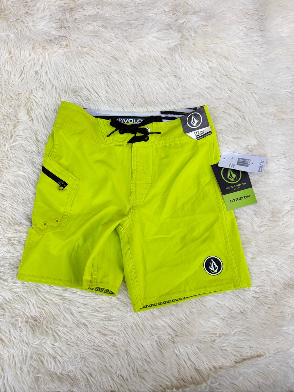 Volcom Kidd’s Neon Lime Stretch Swim Trunks